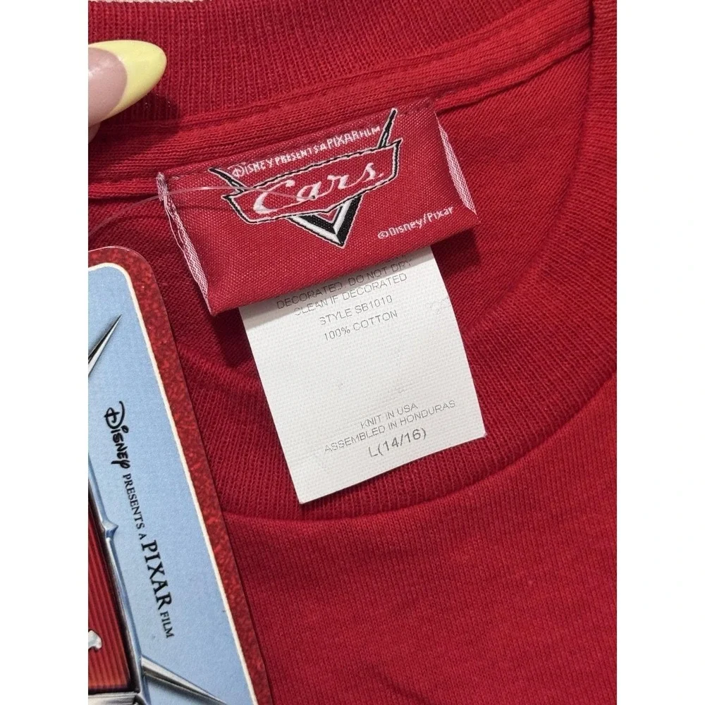 Vintage Disney Pixar Cars Hotshot Rookie‎ Lighting McQueen T Shirt Youth Size L